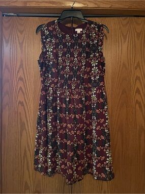 Xhilaration Burgundy Floral Smocked Mini Dress